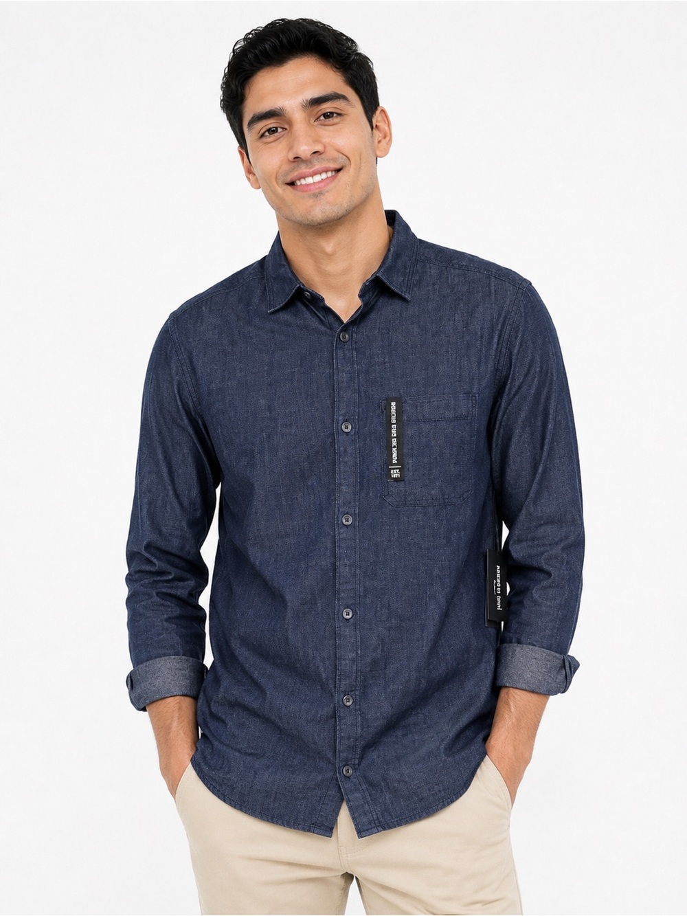 🆕 New York Kenneth Cole Men's Blue Denim Shirt